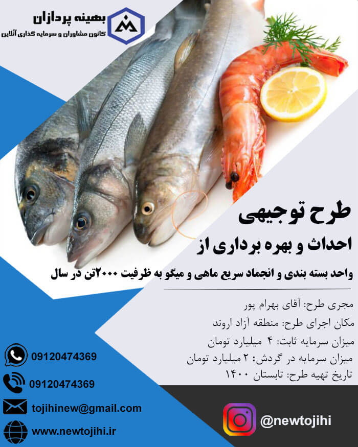 احداث و بهره برداری از کارخانه بسته بندی و انجماد سریع ماهی و میگو