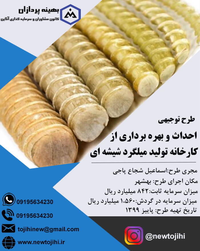 احداث و بهره برداری از کارخانه تولید میلگرد شیشه ای